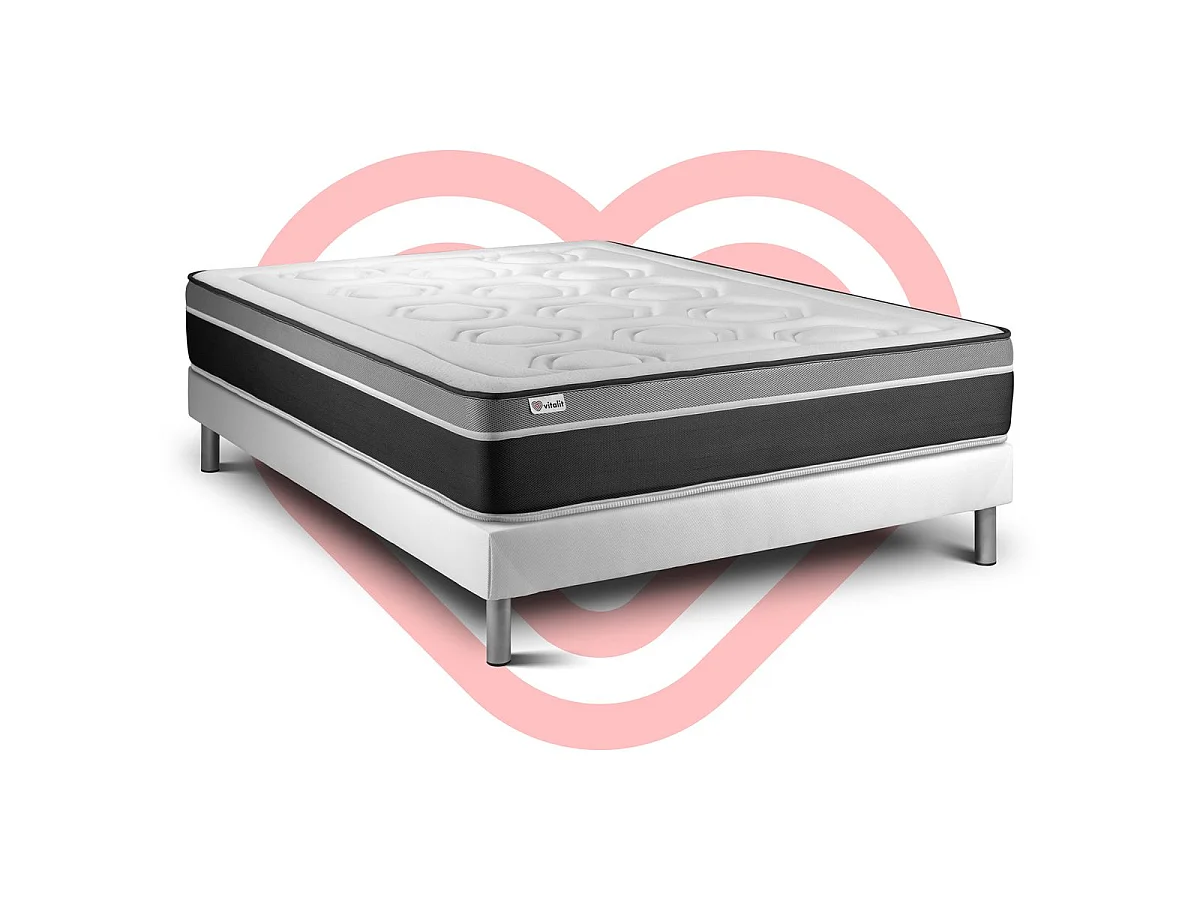VITAL CARE Madrassset - 26 cm - Memory Foam Polyuretan - Mjuk - Vit sängbottensats