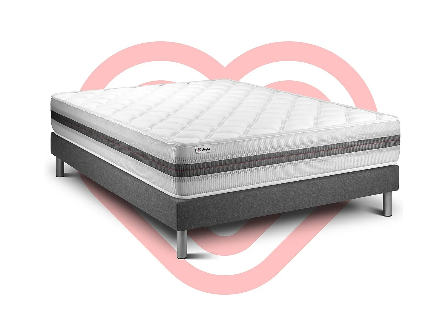 Matratzenset VITALMEMO BACK 150 x 200 cm Bettrahmen Kit grau