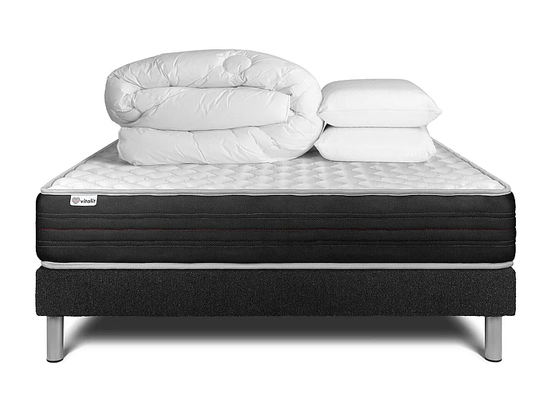 Compleet bedpakket - Matras 160x200 cm + Lattenbodem (kit) + 2 kussens + Dekbed - Vitalmemo One