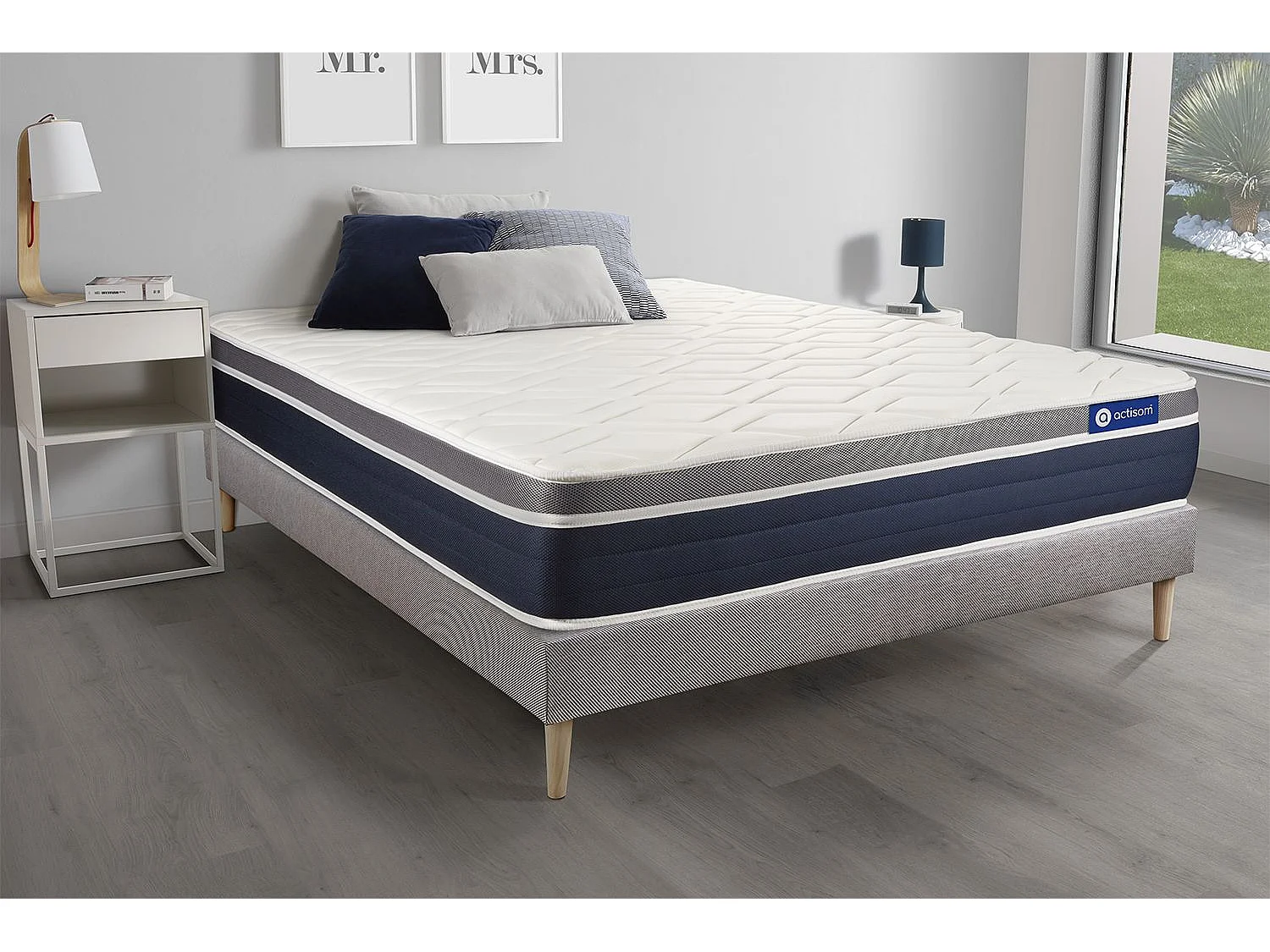 Kit rete e materasso Actilatex confort 135x190cm - Spessore : 26cm - Lattice e memory foam - Moderatamente rigido