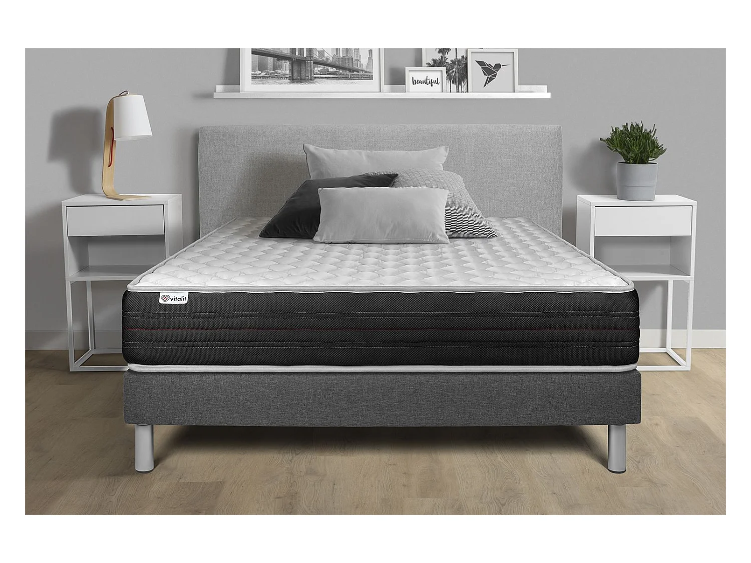 Ensemble Matelas Sommier 160x190 cm - Vitalmemo One