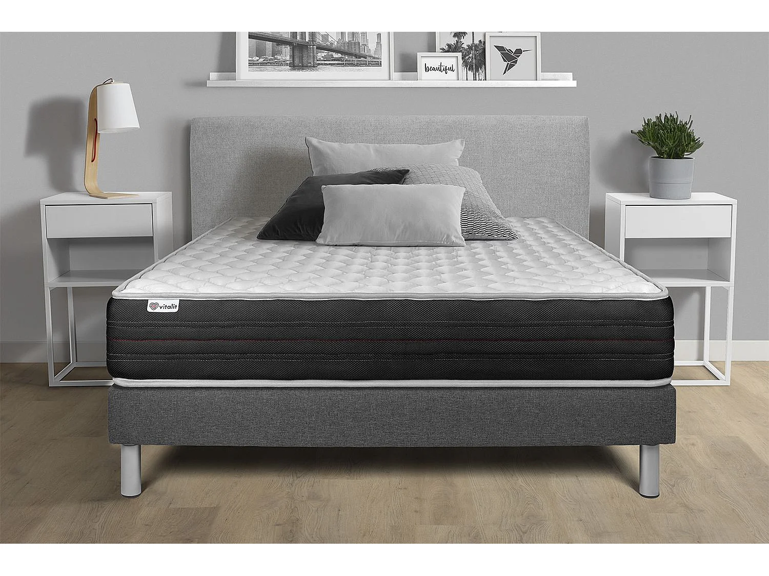 Ensemble Matelas Sommier 160x190 cm - Vitalmemo One