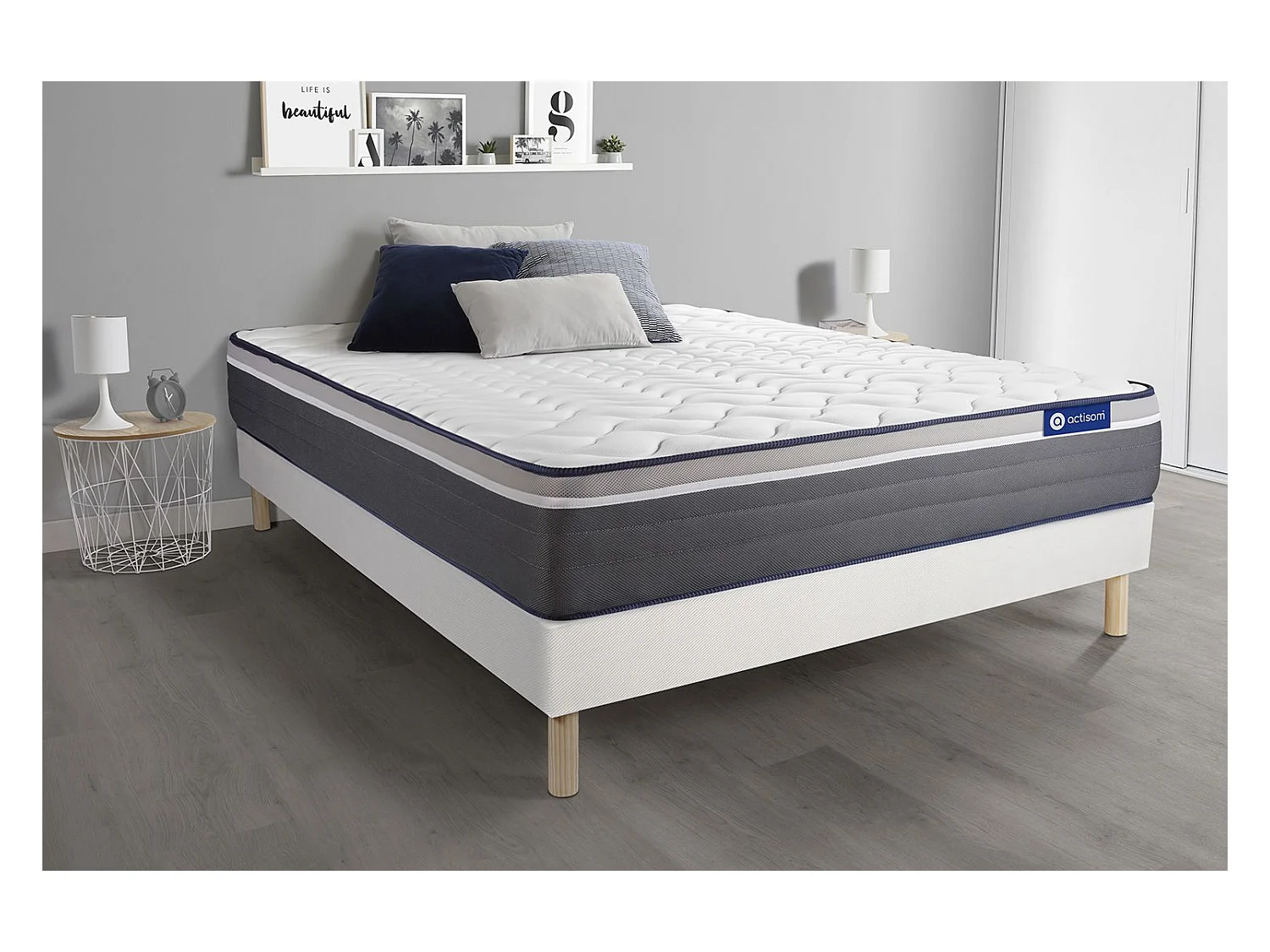 Ensemble Matelas Sommier 135x200 cm - ActiMemo Plus