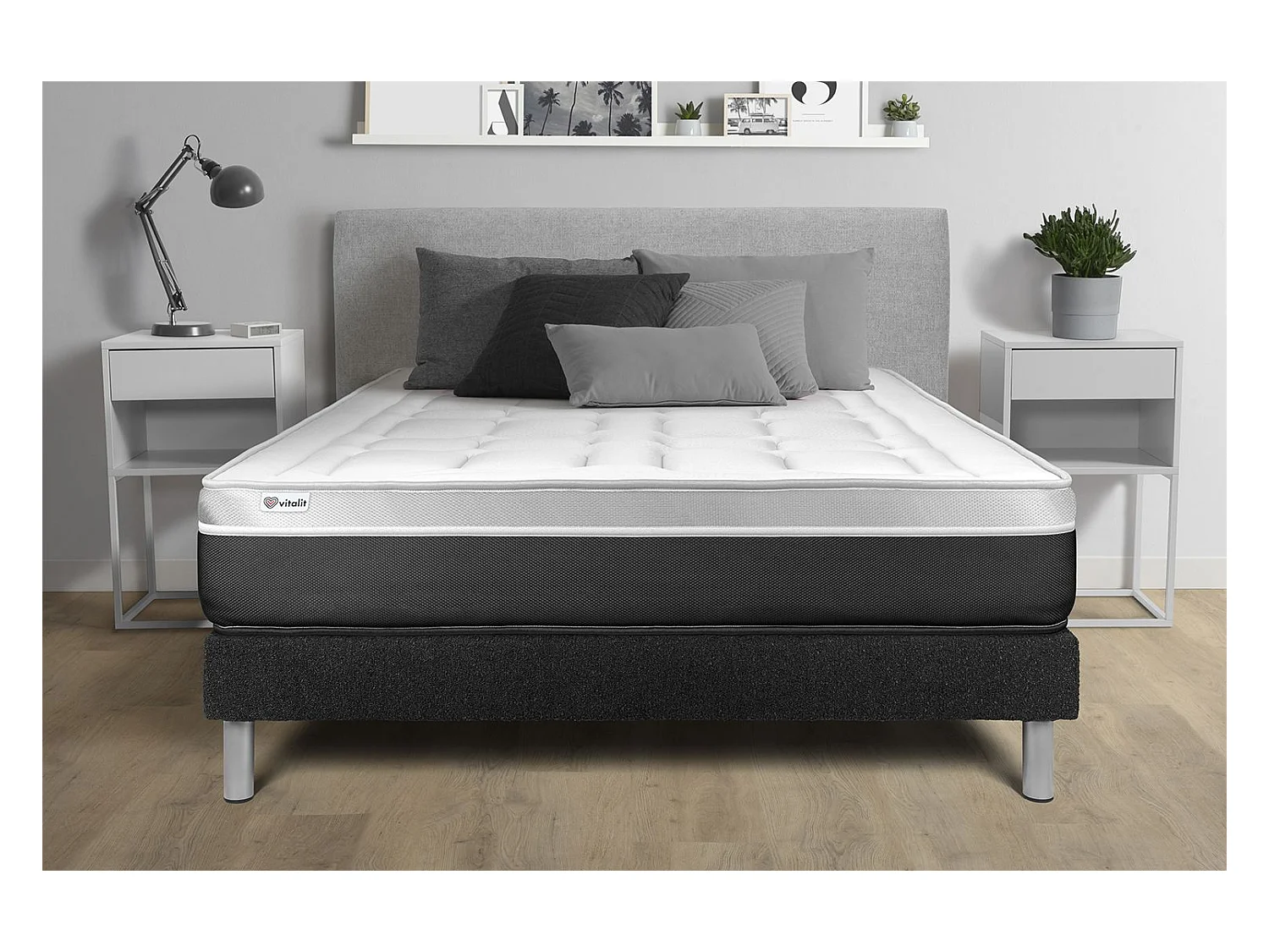 Conjunto VITAL SOFT 150 x 190 cm somier Kit negro