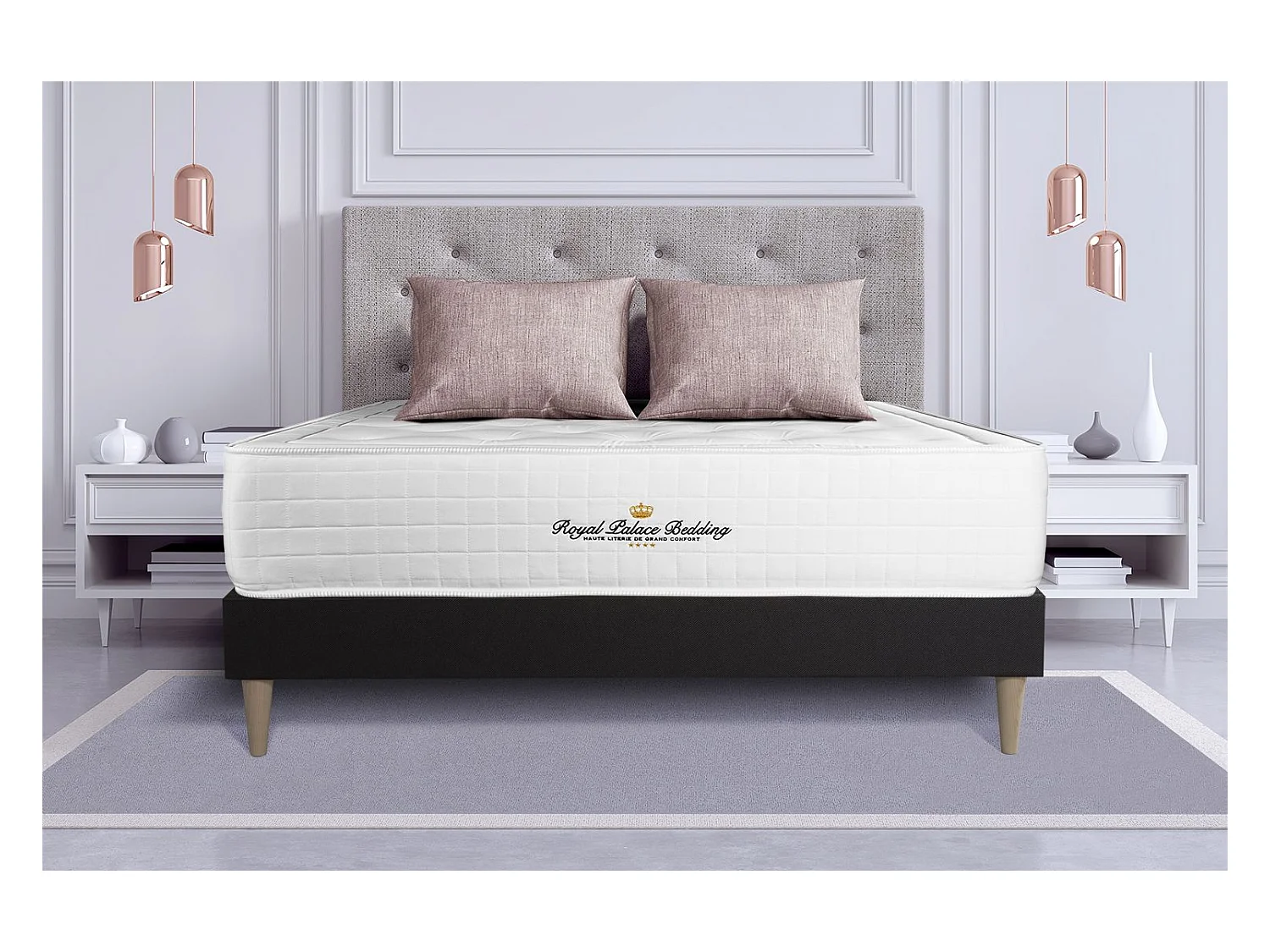 Ensemble Matelas Sommier 150x200 cm - Buckingham