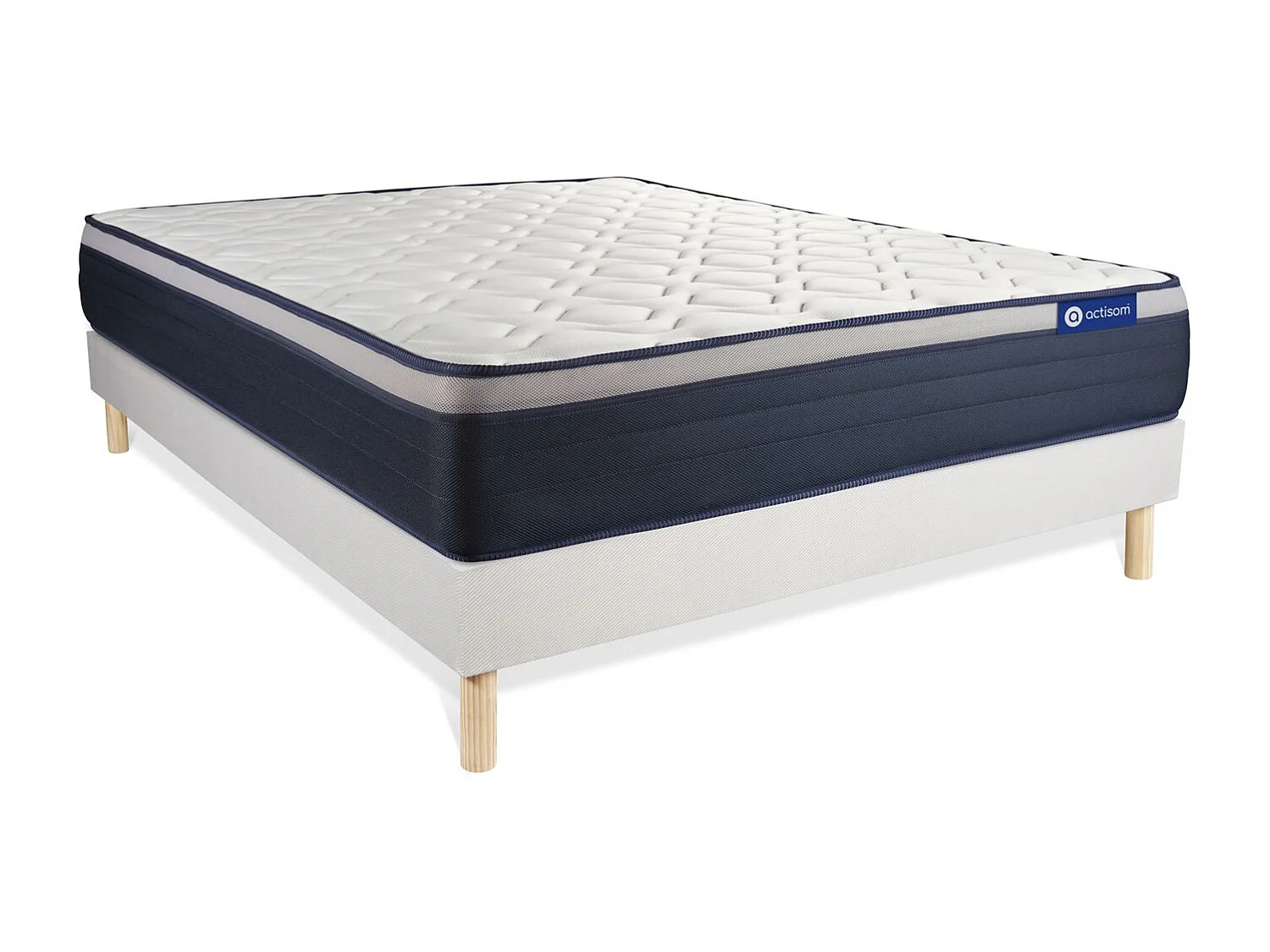 Conjunto de Estrado Branco + Colchão ACTISOM Actimemo Max (150x200 cm - Espuma Viscoelástica- Altura: 26 cm)