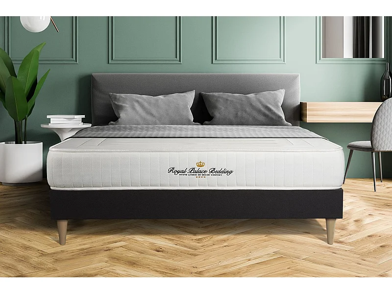 Materac LANCASTER 120x190cm, Grubosc : 22 cm, sprezyny kieszeniowe i pianka z pamiecia ksztaltu, Wysoki, 3 strefy komfortu + zestaw podstawa lózka