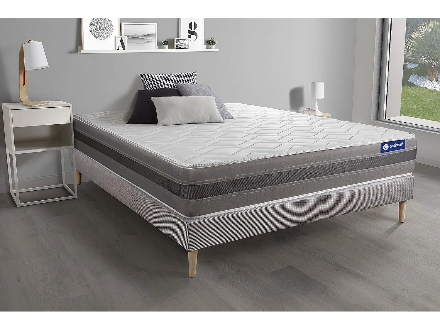 Lattenbodem en Actimemo relax matras 150x200cm , matrasdikte : 24 cm , traagschuim , vrij stevig, 5 comfortzones