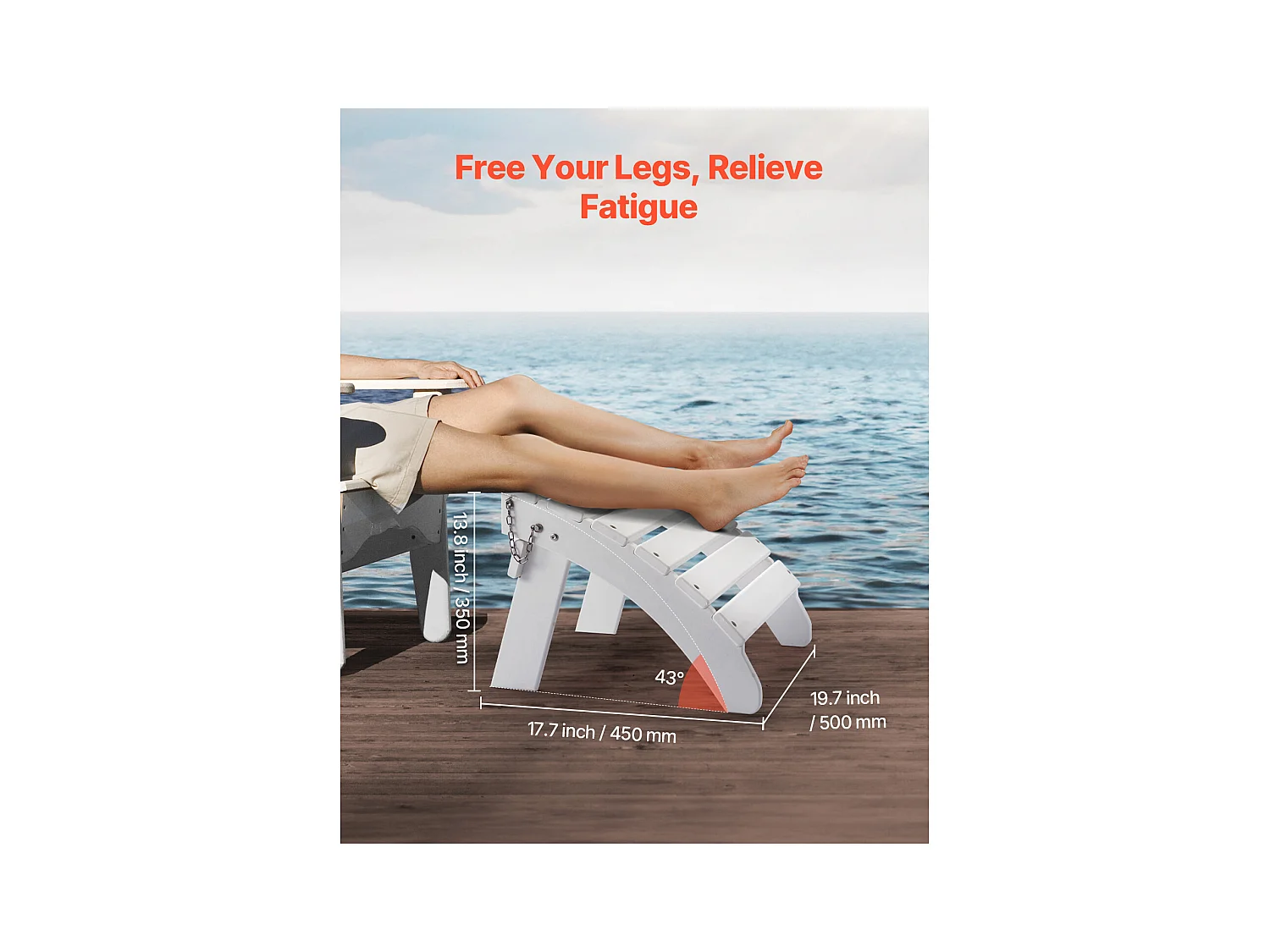 Pouf de Jardin, SucceBuy Pouf Adirondack Pliable en PEHD de 45 x 50 x 35 cm, Blanc