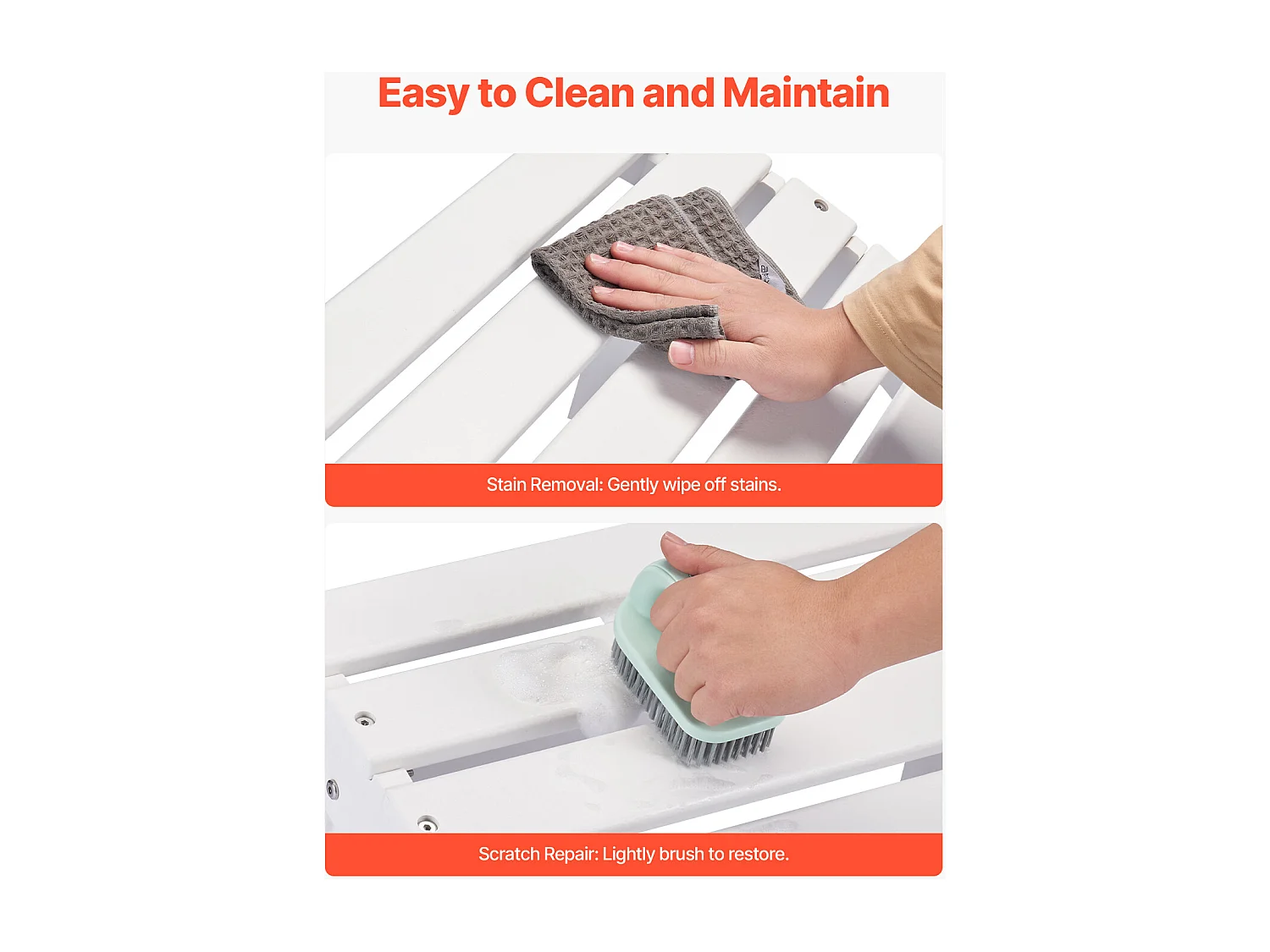 Puf de Jardín SucceBuy Plegable Adirondack de HDPE, 45 x 50 x 35 cm, Color Blanco