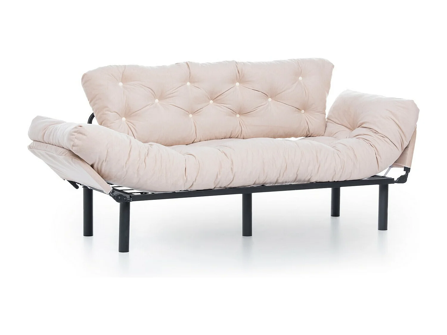 Sofá Altadena 132, De color marrón claro, 185x70x85cm, Tapiz, Patas: Metal