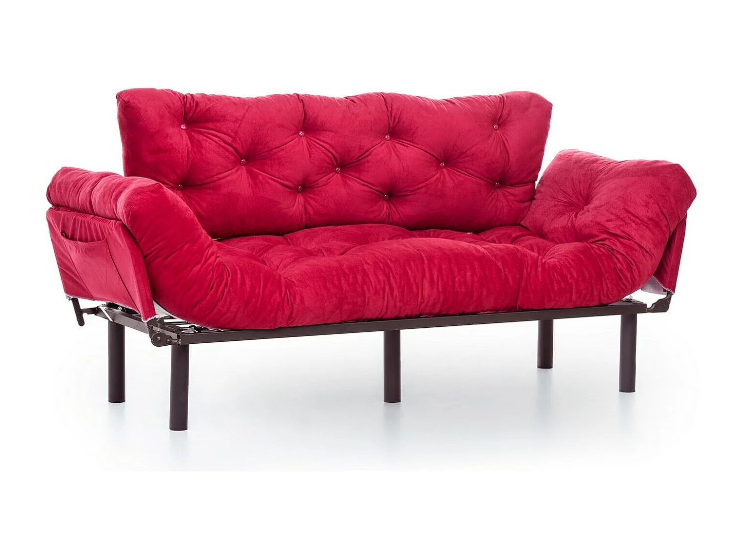 Sofá Altadena 132, Rojo, 185x70x85cm, Tapiz, Patas: Metal