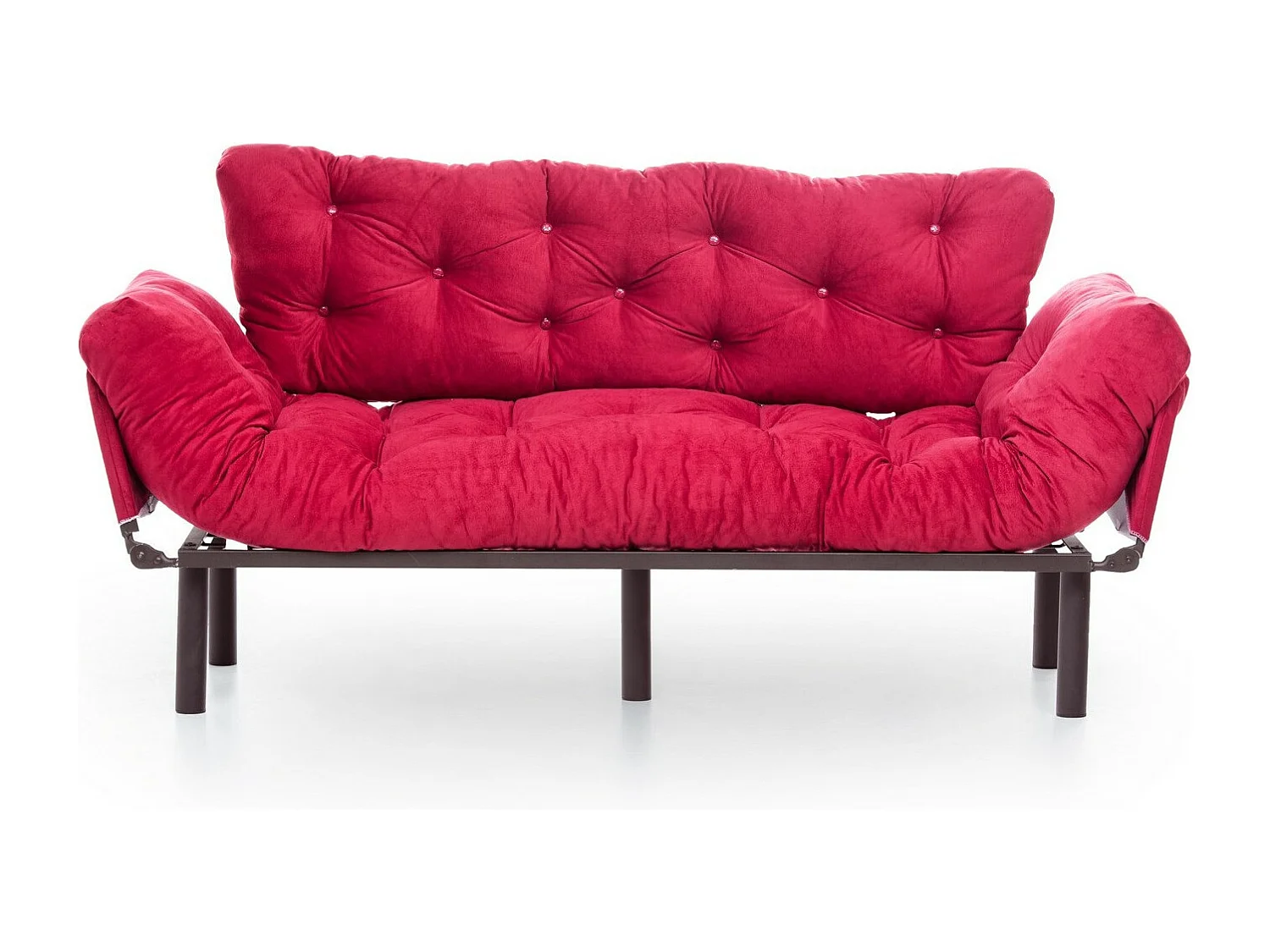 Sofá Altadena 132, Rojo, 185x70x85cm, Tapiz, Patas: Metal