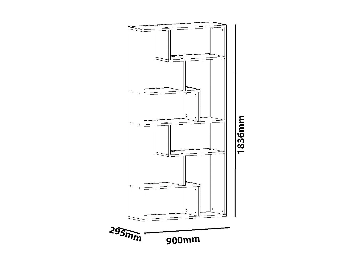 Nowoczesny regał na książki – 90 x 183,6 x 29,5 cm – biały – płyta wiórowa pokryta melaminą