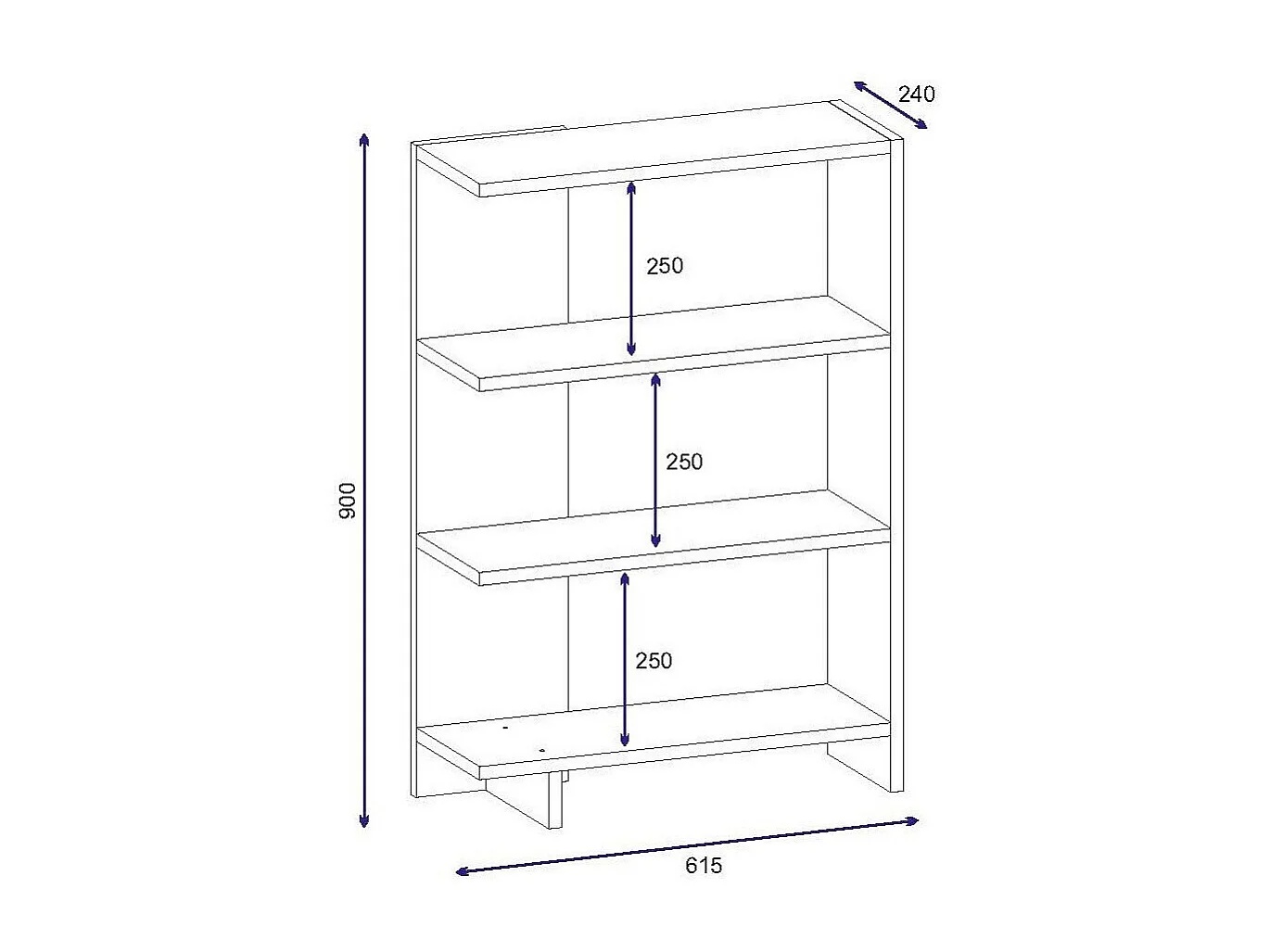 Półka skandynawska – 61,5 x 90 x 24 cm – biała – płyta wiórowa pokryta melaminą