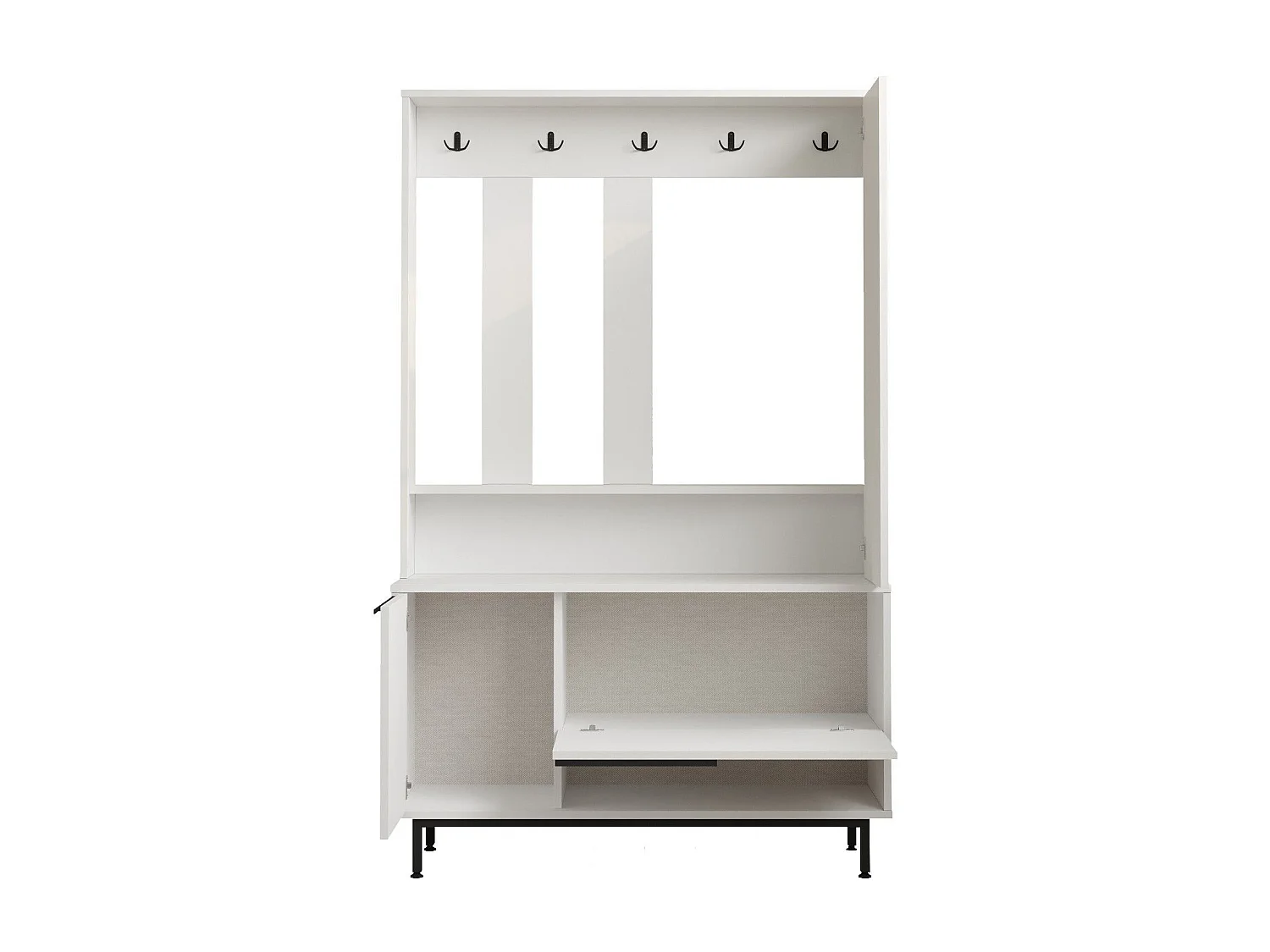 Conjunto pasillo Kailua AE110, 178x112x36cm, Espejo, Blanco, Aglomerado laminado