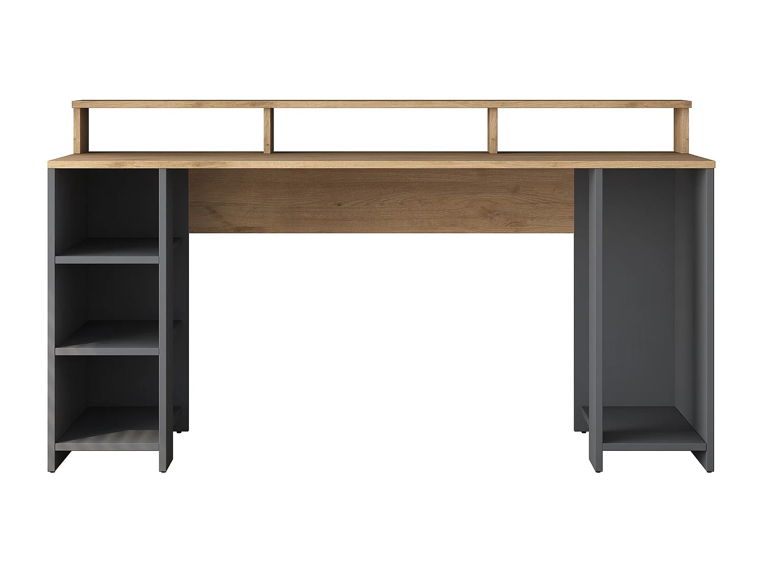 Secretária de Estudo Moderna "Norland" em Nogueira e Antracite - 160x55x89,5 cm