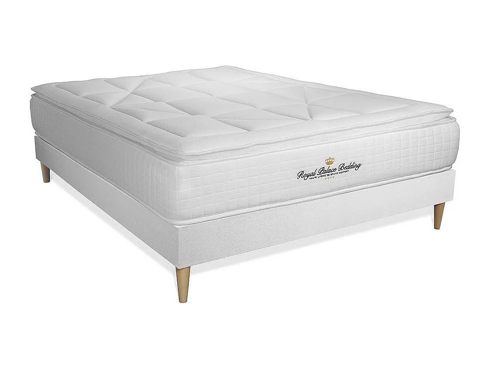 Komplettpaket Bett - Matratze 140x200 cm + Boxspringbett mit Lattenrost (im Set) + 2 Kopfkissen + Bettdecke - George V