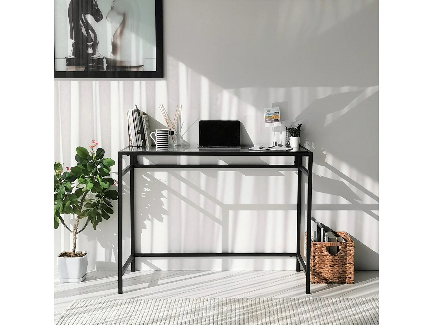 Scrivania da ufficio Asheboro 128, 75x100x45cm, Nero