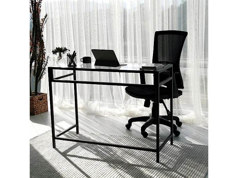 Scrivania da ufficio Asheboro 128, 75x100x45cm, Nero