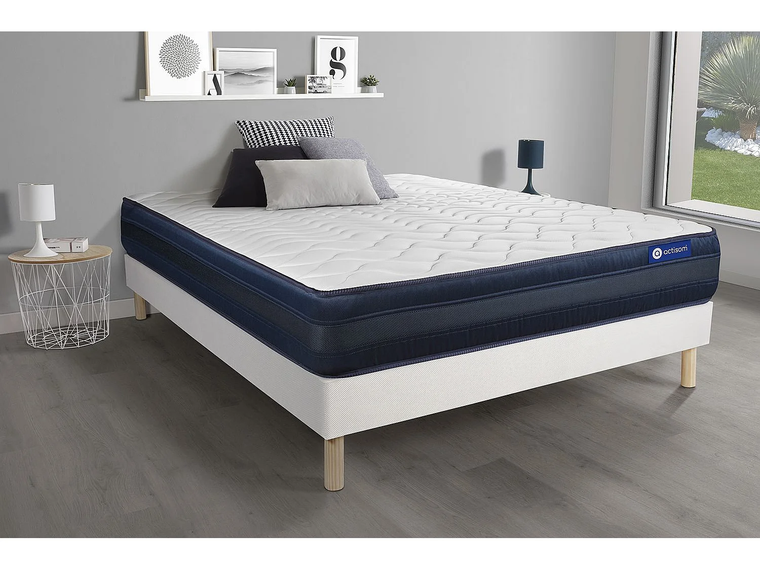 Lattenbodem en Actimemo tech matras 130x190cm , matrasdikte : 24 cm , traagschuim , zeer stevig, 5 comfortzones