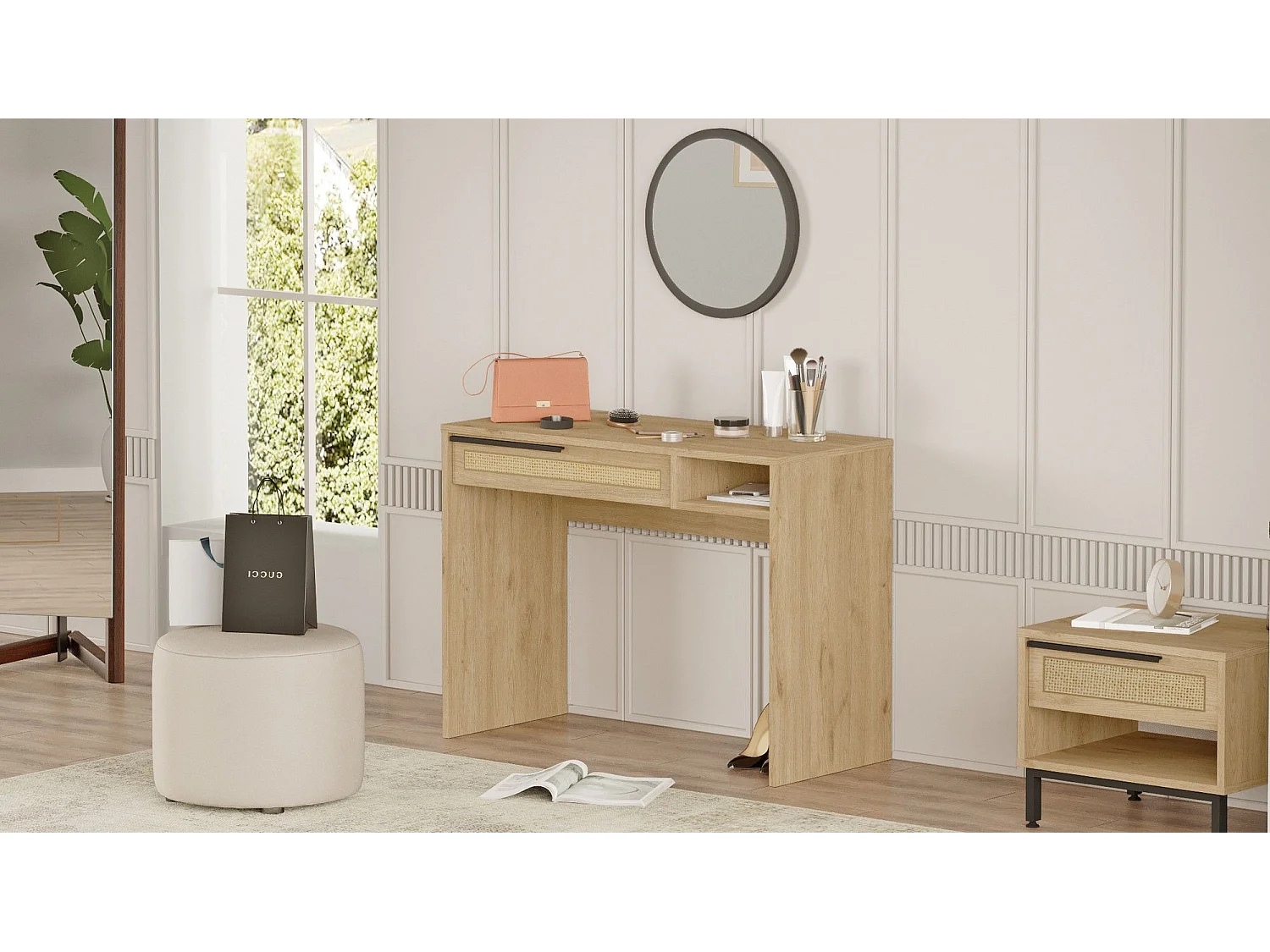 Tocador Kailua AE117, Roble, Espejo, 75x100x45cm