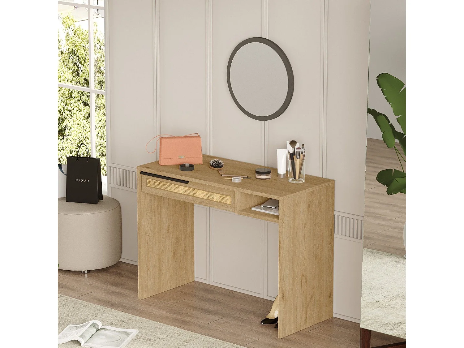 Tocador Kailua AE117, Roble, Espejo, 75x100x45cm