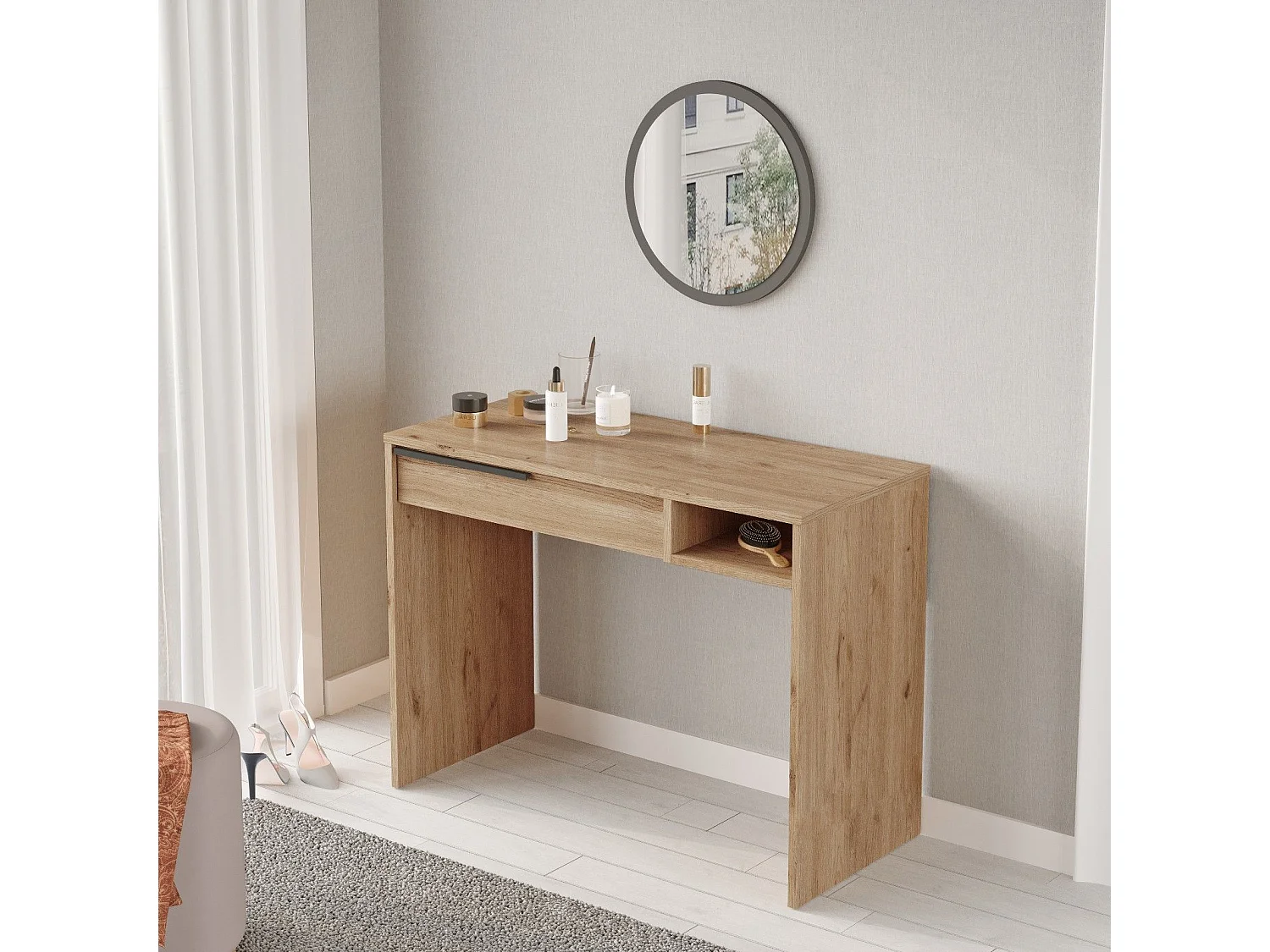 Specchiera Kailua AE117, Noce, Specchio, 75x100x45cm