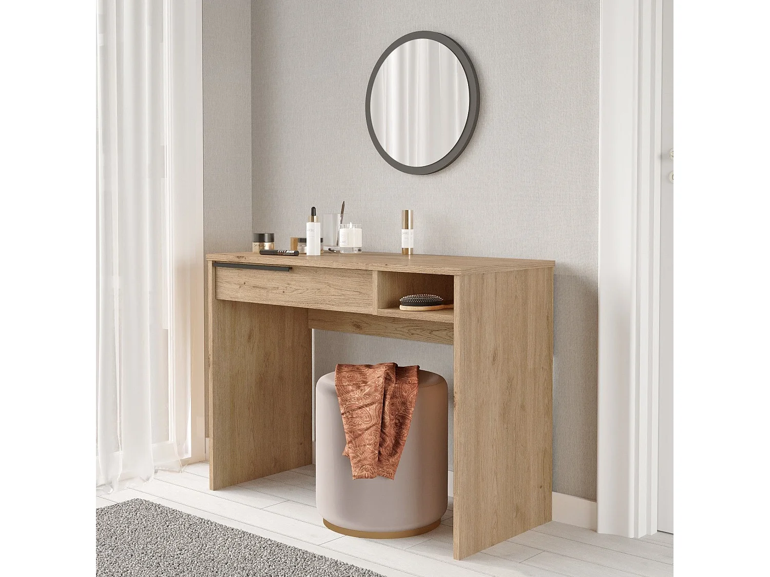 Specchiera Kailua AE117, Noce, Specchio, 75x100x45cm