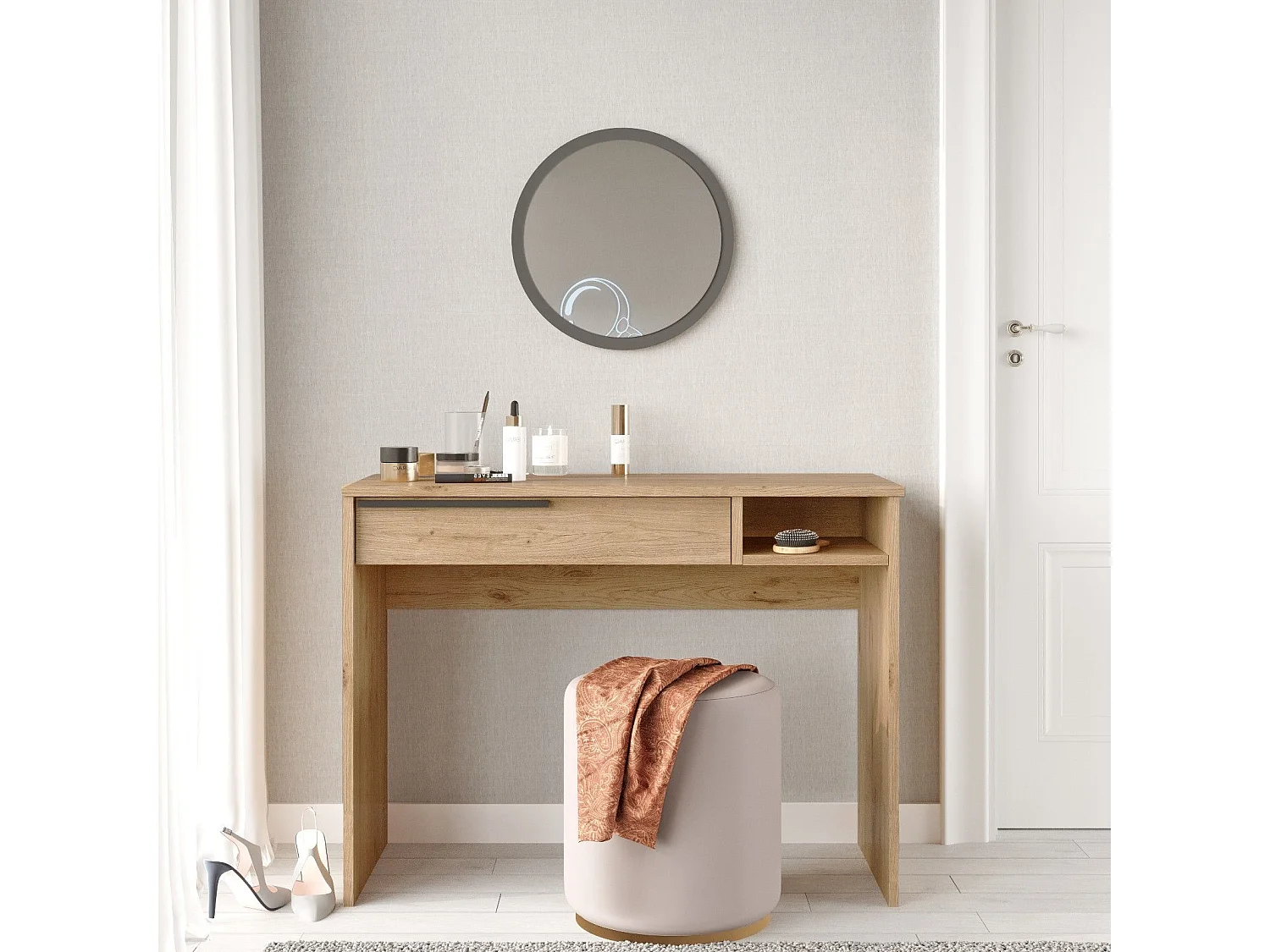 Specchiera Kailua AE117, Noce, Specchio, 75x100x45cm