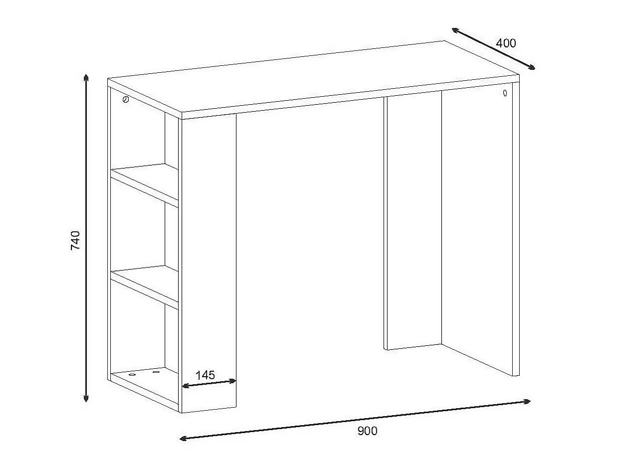 Scandinavisch Wit Studiebureau - Modern Ontwerp met Opbergplanken - 90 x 40 x 74 cm