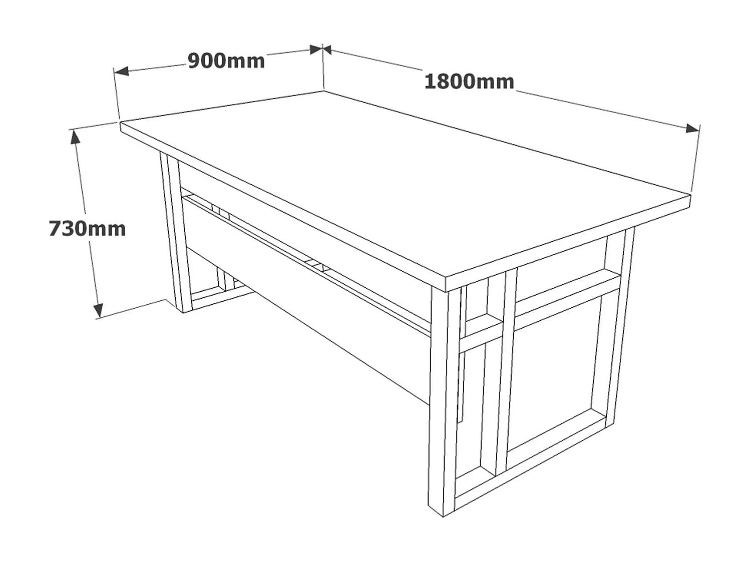 Mesa de oficina Kailua 841, 73x180x90cm, Nogal