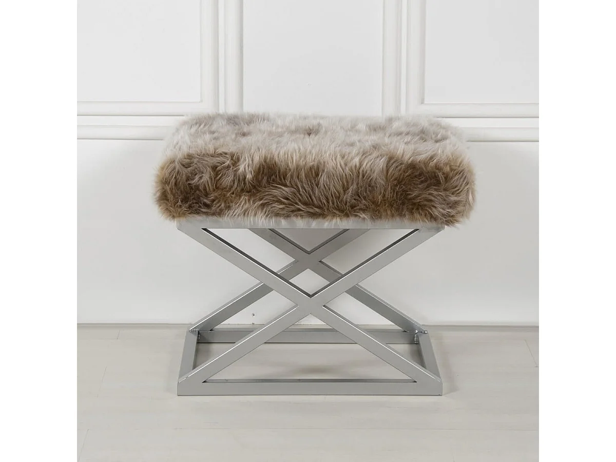 Puf Altadena 576, Marrón, 42x40x50cm, Tapiz, Patas: Metal