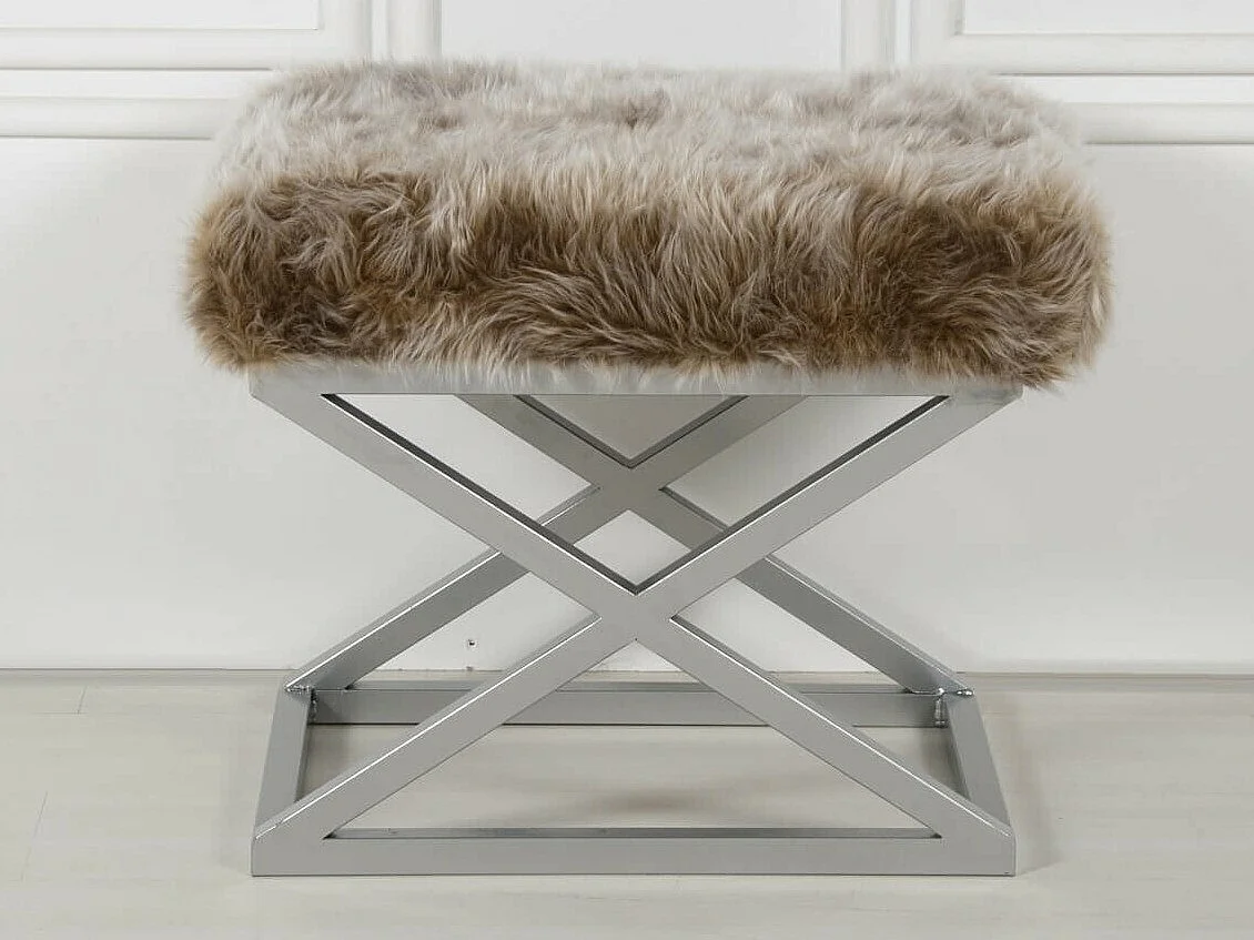 Puf Altadena 576, Marrón, 42x40x50cm, Tapiz, Patas: Metal