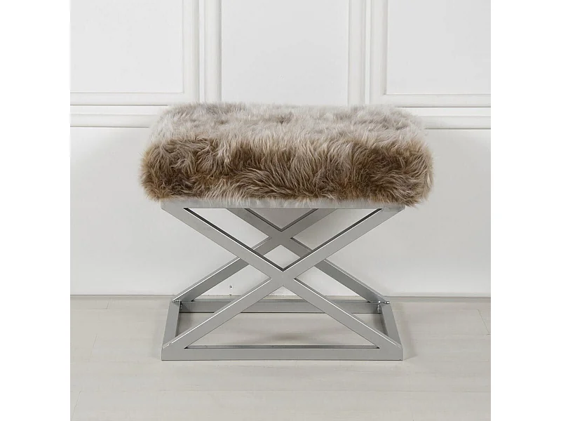 Puf Altadena 576, Marrón, 42x40x50cm, Tapiz, Patas: Metal