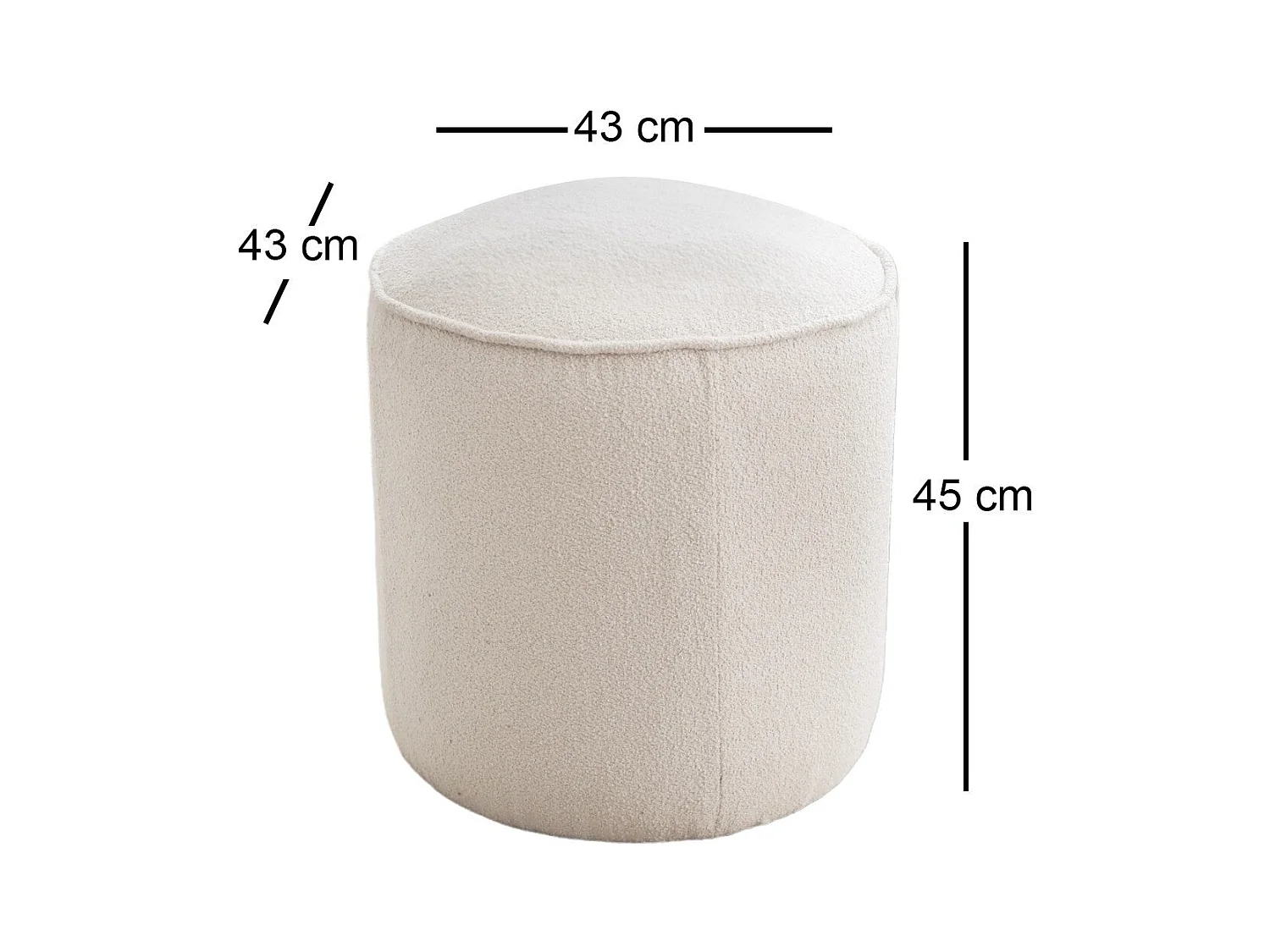 Puf Altadena 570, De color marrón claro, 45cm, Diámetro: 43, Tapiz