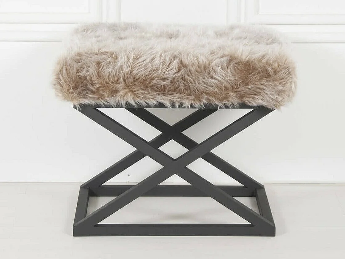 Puf Altadena 576, Marrón, 42x40x50cm, Tapiz, Patas: Metal