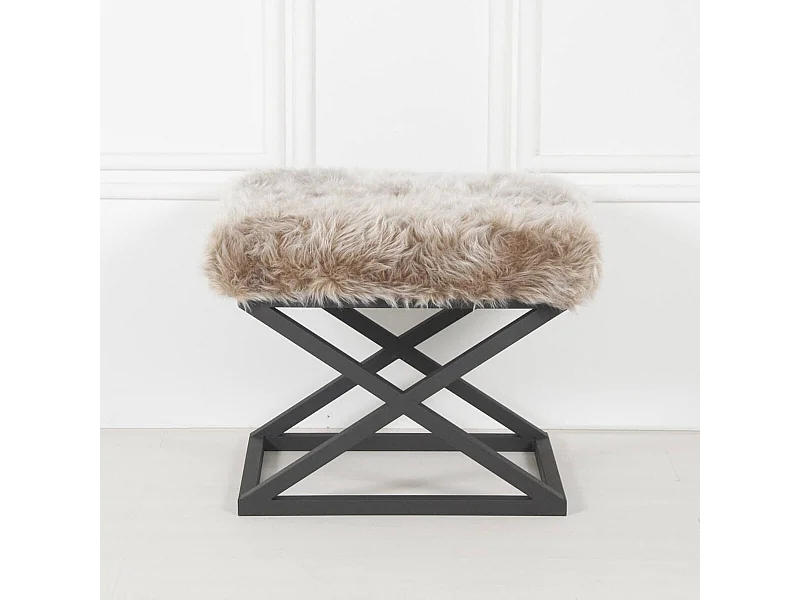 Pufe Capraz Plush - Preto e Cinza Elegante para Conforto e Estilo