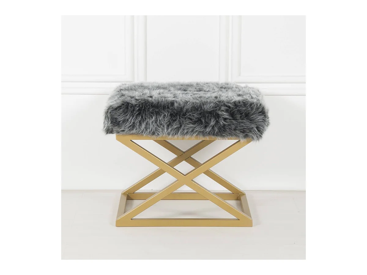 Puf Altadena 576, Gris, 42x40x50cm, Tapiz, Patas: Metal