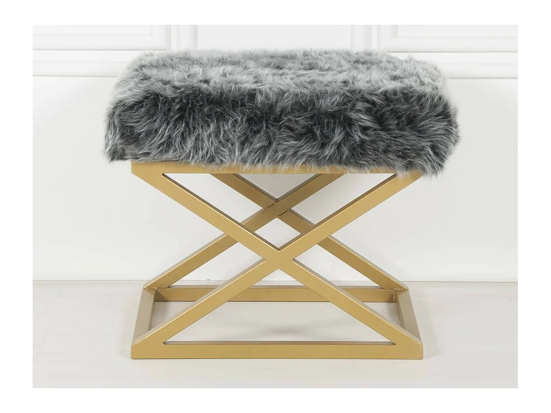 Puf Altadena 576, Gris, 42x40x50cm, Tapiz, Patas: Metal