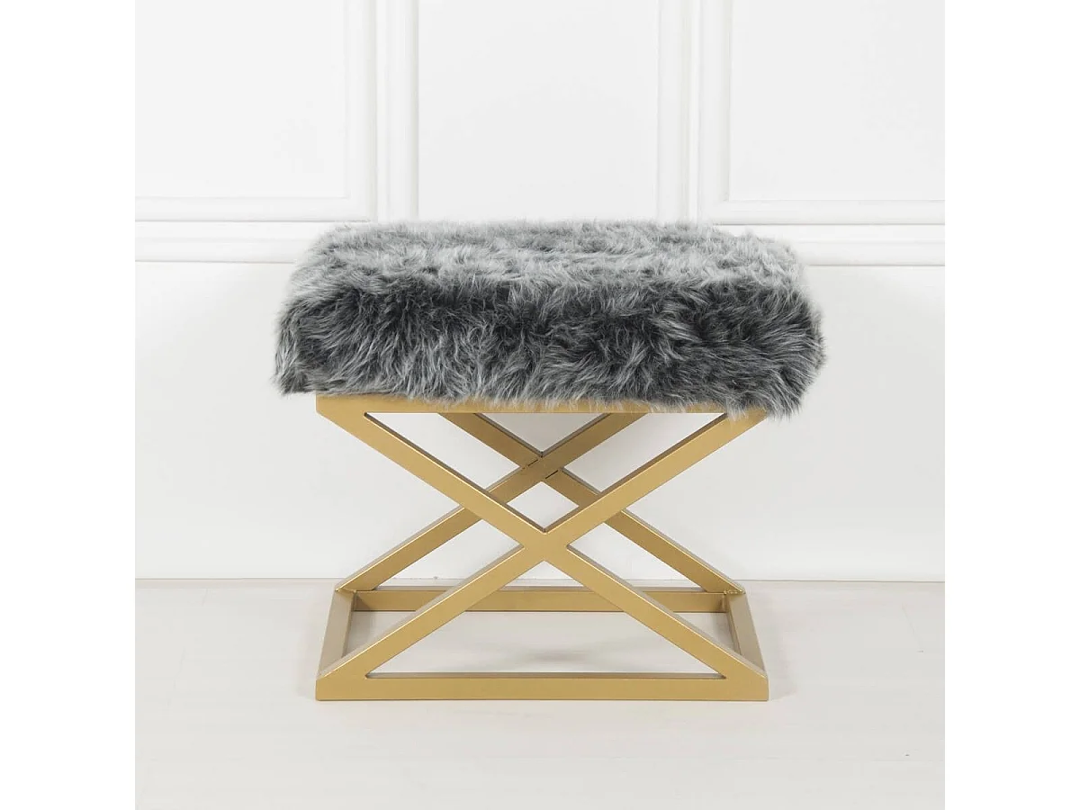 Puf Altadena 576, Gris, 42x40x50cm, Tapiz, Patas: Metal