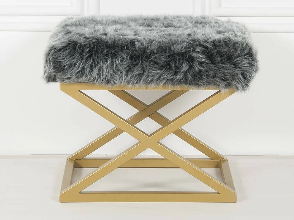 Puf Altadena 576, Gris, 42x40x50cm, Tapiz, Patas: Metal