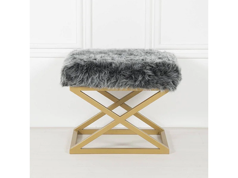 Puf Altadena 576, Gris, 42x40x50cm, Tapiz, Patas: Metal