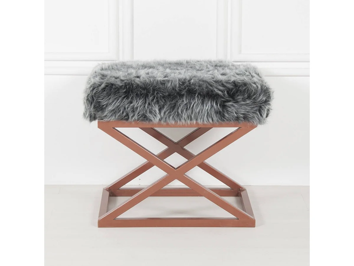 Puf Altadena 576, Gris, 42x40x50cm, Tapiz, Patas: Metal