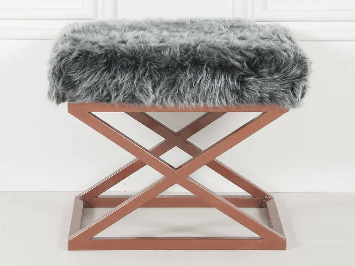 Puf Altadena 576, Gris, 42x40x50cm, Tapiz, Patas: Metal