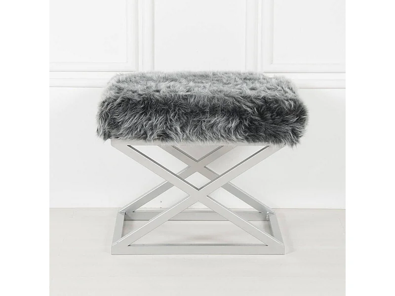 Puf Altadena 576, Gris, 42x40x50cm, Tapiz, Patas: Metal