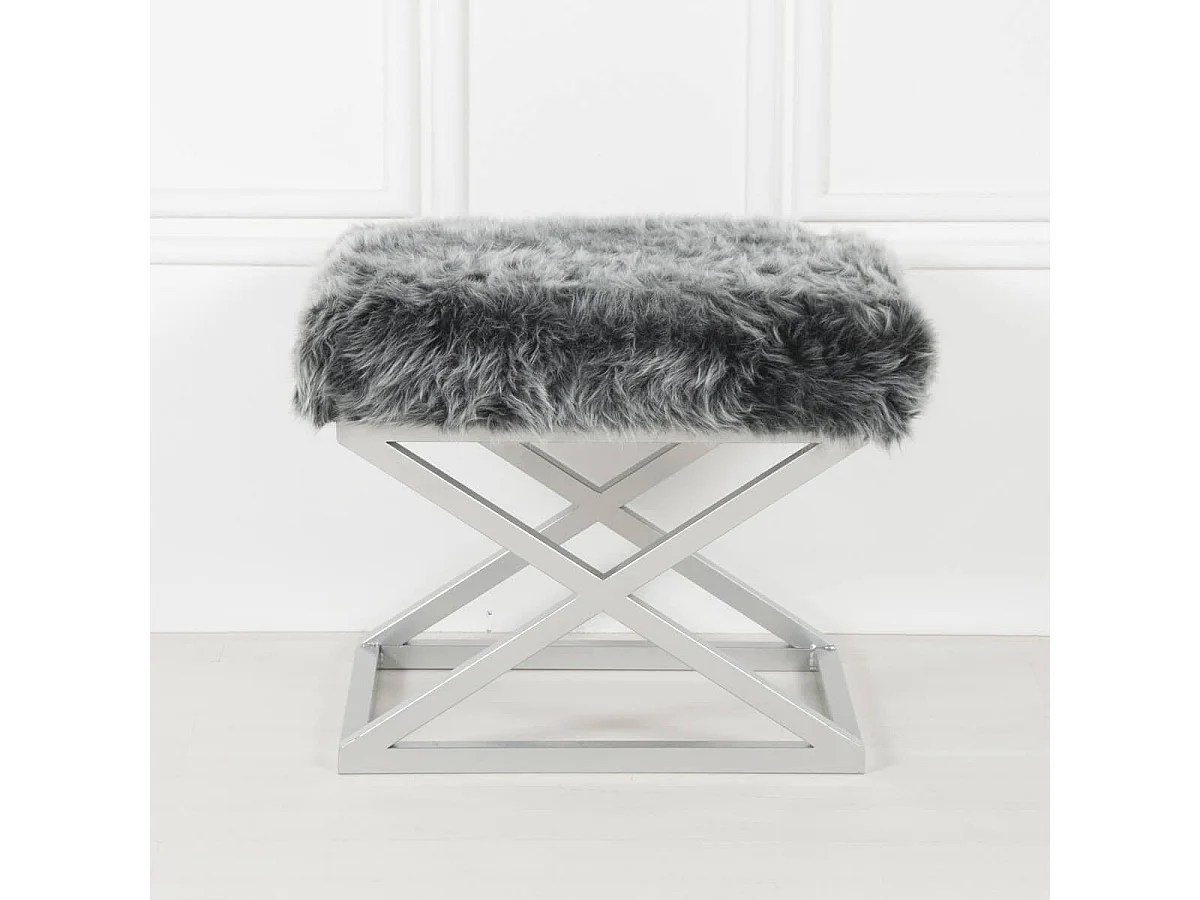 Puf Altadena 576, Gris, 42x40x50cm, Tapiz, Patas: Metal