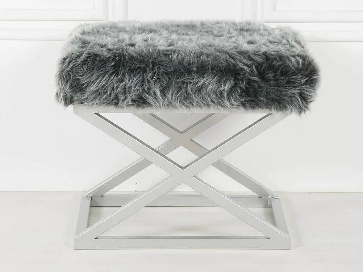 Puf Altadena 576, Gris, 42x40x50cm, Tapiz, Patas: Metal