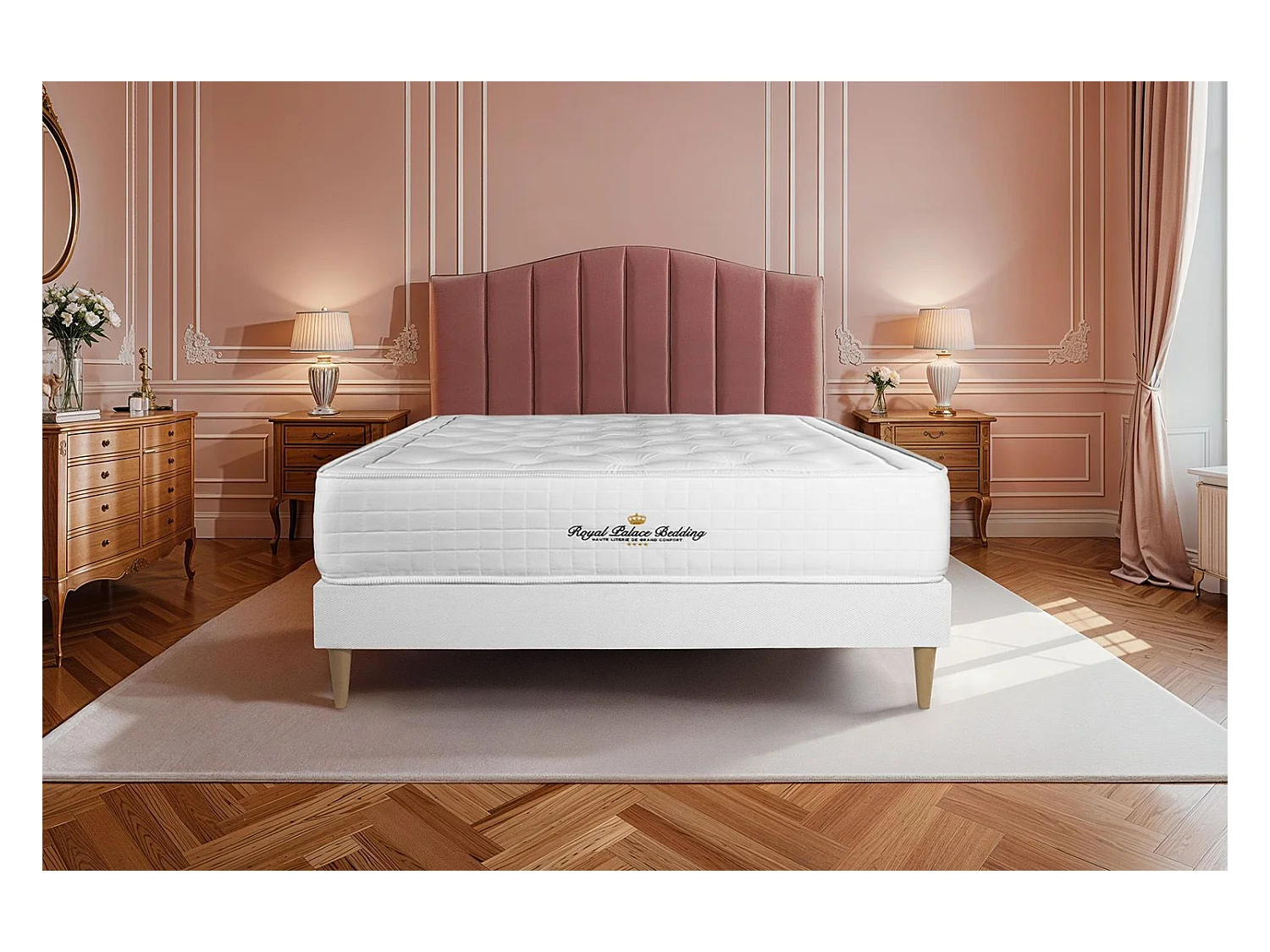 Matratze Buckingham 130 x 190 cm + Bettgestell mit lattenrost , Härtegrad 2 , Memory-Schaum , Höhe : 30