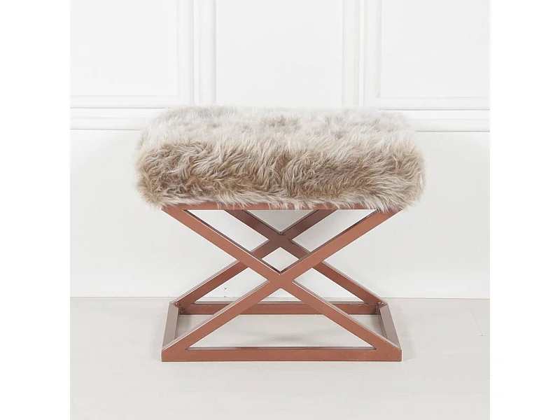 Puf Altadena 576, Marrón, 42x40x50cm, Tapiz, Patas: Metal